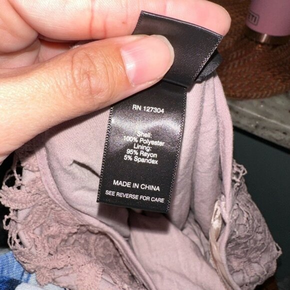 Ali Miles Mauve Pink Lace tunic top size medium - Picture 6 of 7